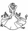 dla dziewczynek kolorowanka do wydruku z bajki Disney Śpiąca królewna w cudownej balowej sukni, wokół kwiatuszki, dla dziewczyn